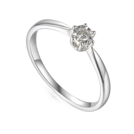 Pierścionek z białego złota SOLITER z diamentem AW 70211 W-0,09 białe złoto próba 585