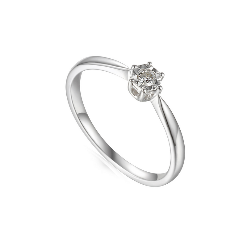 Pierścionek z białego złota z diamentem 0.02ct pr. 585 - JubilerSezam.pl