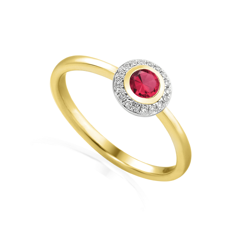 Pierścionek złoty z rubinem i diamentami AW 46274 Y-RU koło Markiza próba 585