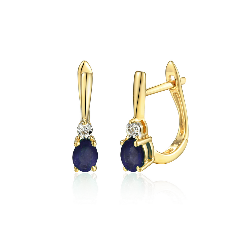 Kolczyki  złote owalny szafir i diament/ang.zap.AW 54042 YW-SA Magic próba 585