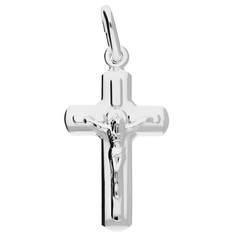 Krzyżyk srebrny rodowany z wizerunkiem Pana Jezusa NI CI1892D ROD próba 925