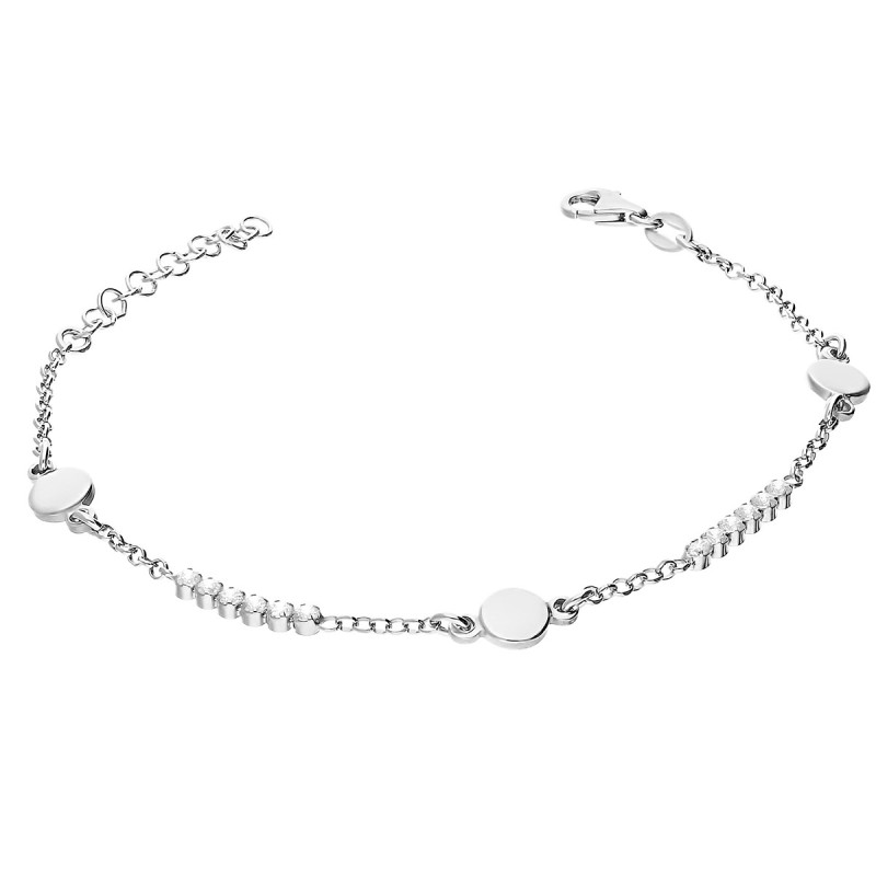 Bransoleta srebrna trzy koła i rzędy białych cyrkonii/rolo NI BRN28308 ROD próba 925