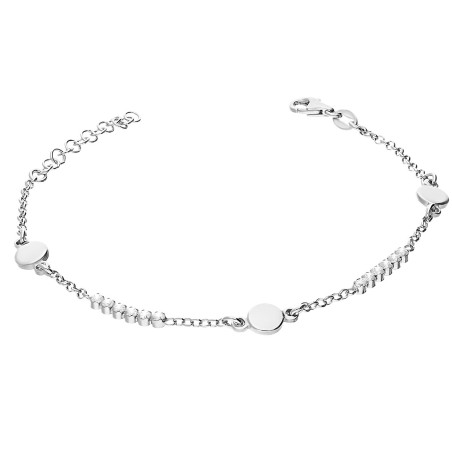 Bransoleta srebrna trzy koła i rzędy białych cyrkonii/rolo NI BRN28308 ROD próba 925