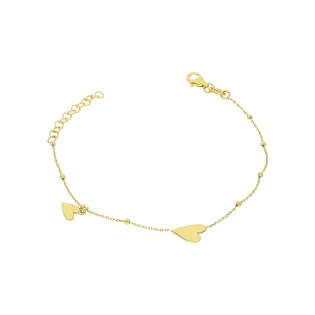 Bransoleta pozłacana dwa krzywe serca i kulki/rolo NI BRN32553 GOLD próba 925