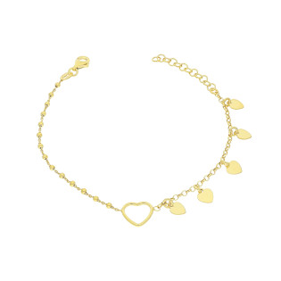 Bransoleta pozłacana puste serce i wiszące serduszka/rolo NI BRN32905 GOLD próba 925