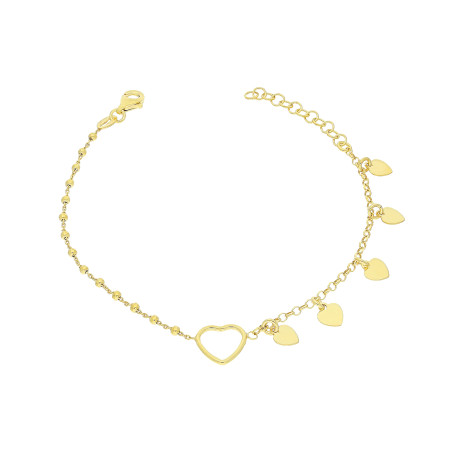 Pozłacana Bransoletka Srebrna Serce i Serduszka pr. 925 - JubilerSezam.pl
