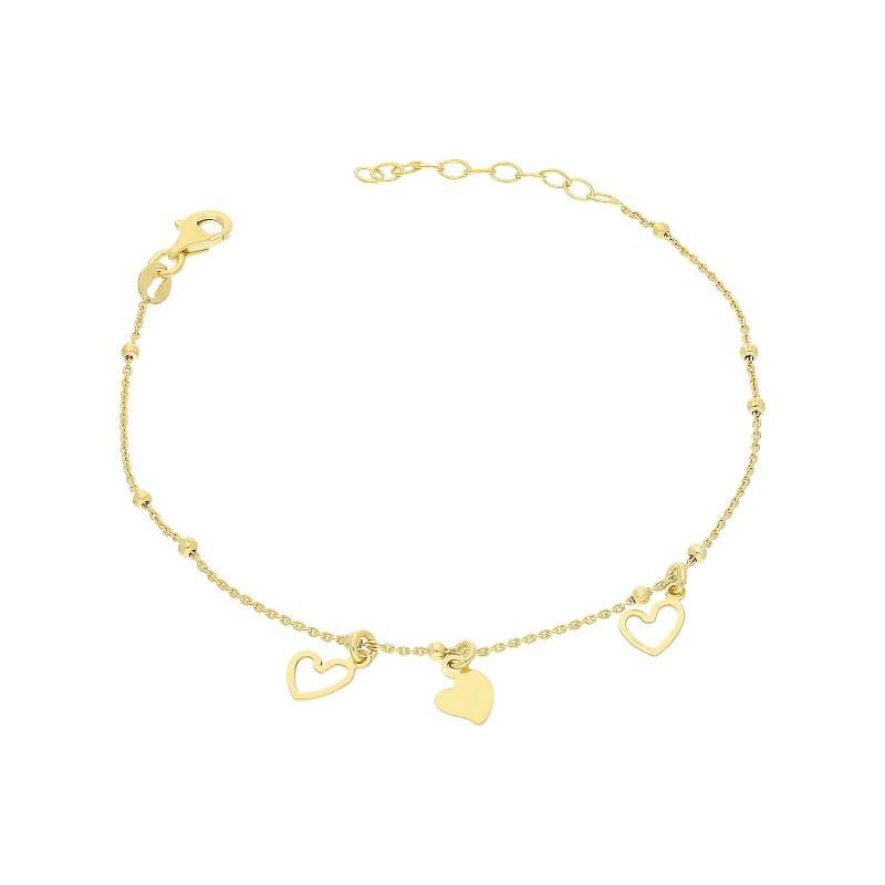 Bransoleta pozłacana trzy serca i kulki/rolo NI BRN33292 GOLD próba 925