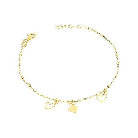 Bransoleta pozłacana trzy serca i kulki/rolo NI BRN33292 GOLD próba 925