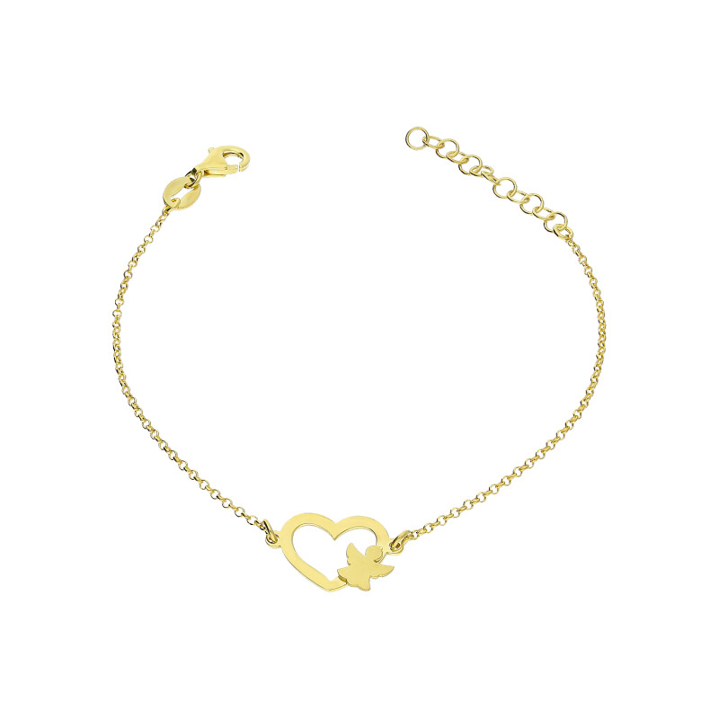 Bransoleta pozłacana serce z aniołkem/rolo NI BRN33823 GOLD próba 925