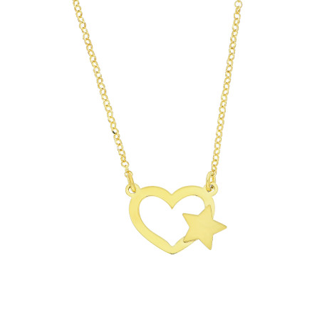 Naszyjnik pozłacany serce z gwiazdką/rolo NI GIA13234 GOLD próba 925