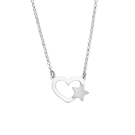 Naszyjnik srebrny serce z gwiazdką/rolo NI GIA13234 ROD próba 925