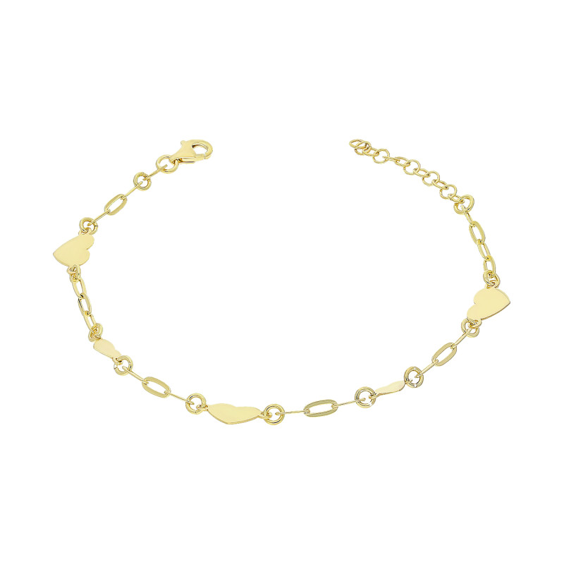 Bransoleta pozłacana małe i duże serca/anker long NI BRN32405 GOLD próba 925