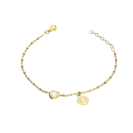 Bransoleta pozłacana serce z cyrkonią i drzewko w kółku/rolo NI BRN32920 GOLD próba 925