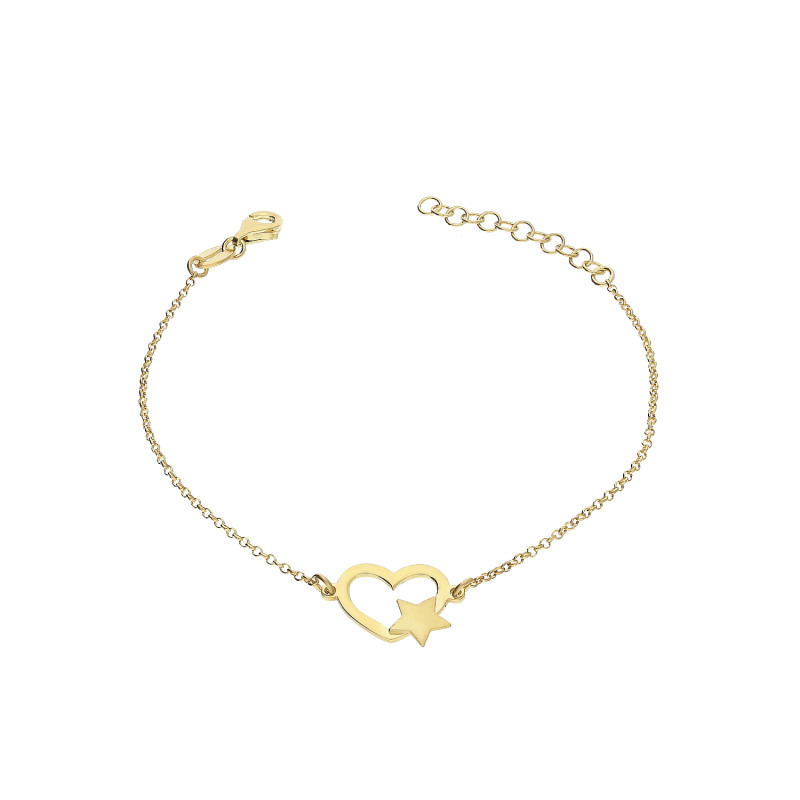 Bransoleta pozłacana serce ramka z gwaizdką/rolo NI BRN33641 GOLD próba 925