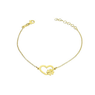 Pozłacana Bransoletka Srebrna Serce Koniczynka pr. 925 - JubilerSezam.pl