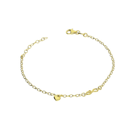 Bransoleta pozłacana infinity z sercem i wiszące serduszko/anker NI BRN33952 GOLD próba 925