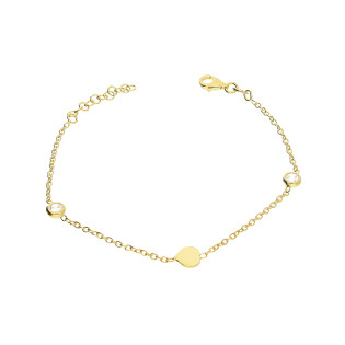 Bransoleta pozłacana serce i dwie cyrkonie/anker NI XBR04091B GOLD próba 925