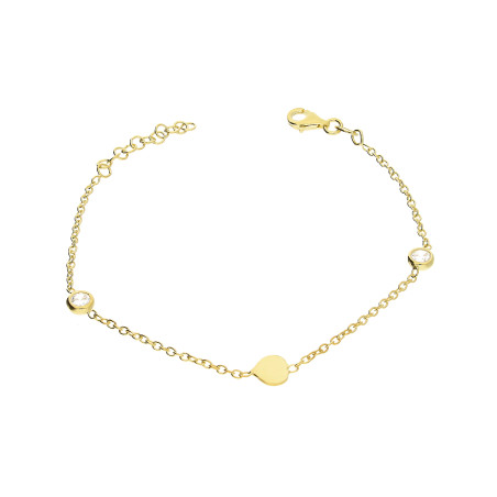 Bransoleta pozłacana serce i dwie cyrkonie/anker NI XBR04091B GOLD próba 925