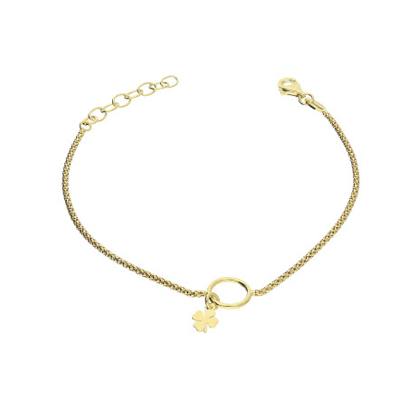 Bransoleta pozłacana kółko i wisząca koniczyna/coreana NI XBR09000 GOLD próba 925