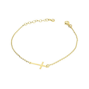 Bransoleta pozłacana krzyżyk bokiem i biała cyrkonia/rolo NI XBR00050 GOLD próba 925