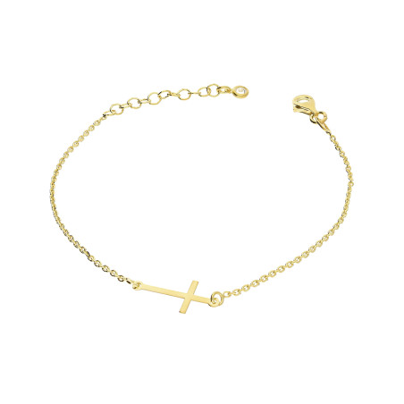 Bransoleta pozłacana krzyżyk bokiem i biała cyrkonia/rolo NI XBR00050 GOLD próba 925