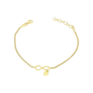 Bransoleta pozłacana infinity z wiszącym sercem/coreana NI XBR09003 GOLD próba 925