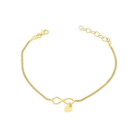 Bransoleta pozłacana infinity z wiszącym sercem/coreana NI XBR09003 GOLD próba 925