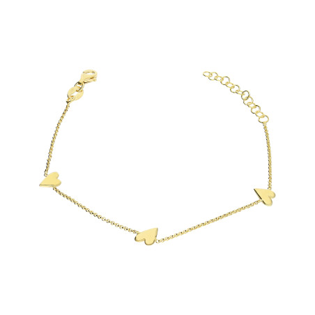 Bransoleta pozłacana wypukłe krzywe serca x3/rolo NI XBR10345 GOLD próba 925