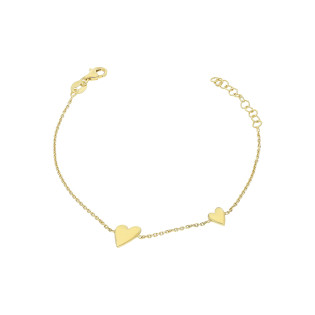 Bransoleta pozłacana wypukłe krzywe serca x2/rolo NI XBR10347 GOLD próba 925
