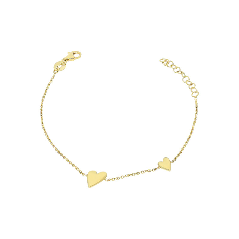 Bransoleta pozłacana wypukłe krzywe serca x2/rolo NI XBR10347 GOLD próba 925