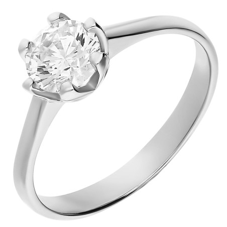 Pierścionek srebrny biała cyrkonia zakuta w sześciu łapkach HS1171 próba 925