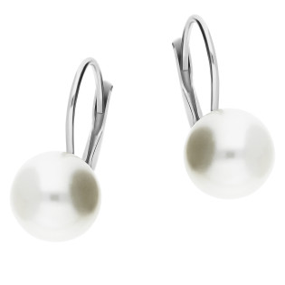Kolczyki srebrne biała perła jubilerska 10mm/big.zam. NI OPEMP10 ROD próba 925