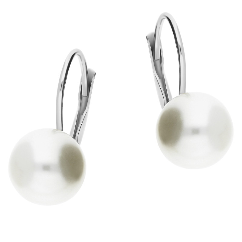 Kolczyki srebrne biała perła jubilerska 10mm/big.zam. NI OPEMP10 ROD próba 925