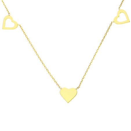 Naszyjnik złoty z serduszkami MZ T23-NX-3104 próba 375
