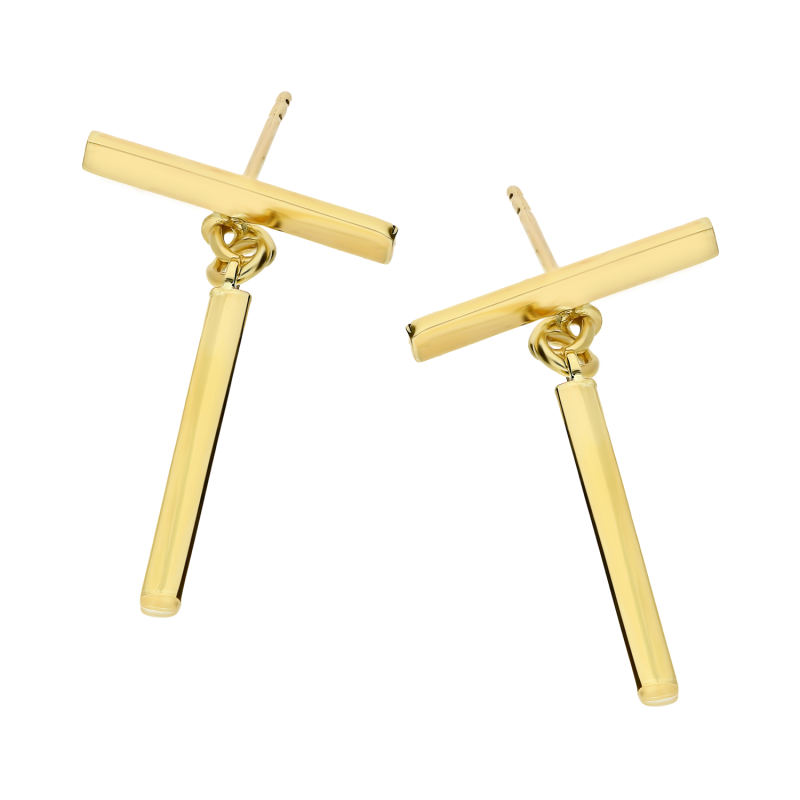 Kolczyki złote pionowa i pozioma blaszka/sztyft AR VX3TE14456 próba 375