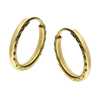 Kolczyki złote kółka szarniry z nacięciami zewnątrz AR XXDCLTE0247 próba 375