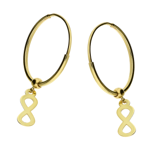 Kolczyki złote kółka 20mm z wiszącym infinity MZ T23-ET-1-Infinity próba 585