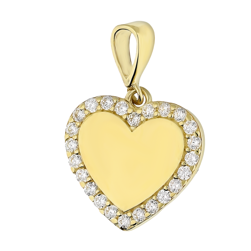 Serduszko złote gładkie z cyrkoniami zewnątrz MZ T23-T60-PP-1561-CZ próba 375