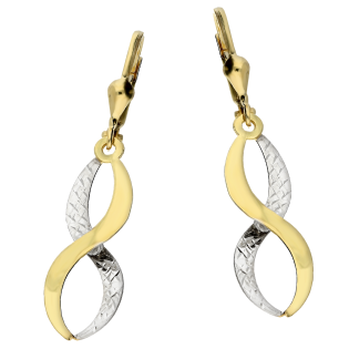 Kolczyki złote ósemki z ozdobnym grawerem/big.zam. MZ T42-E-LZ-7-YW-DC próba 585