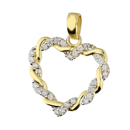 Serduszko złote ramka oplecione cyrkoniami MZ T45-P-K1345-CZ próba 375