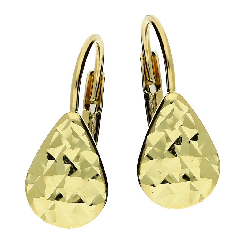 Kolczyki złote blaszka kropla grawerowana/big.zam. MZ T50-3-15 próba 375