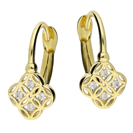 Kolczyki złote ażurowy kwiat celtycki z cyrkoniami/big.zam. MZ T50-E-CDL-71-CZ próba 585