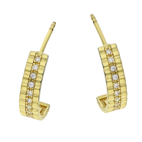 Kolczyki złote półkółka rząd cyrkoni i ząbki/sztyft MZ T60-EB-1488-CZ próba 375