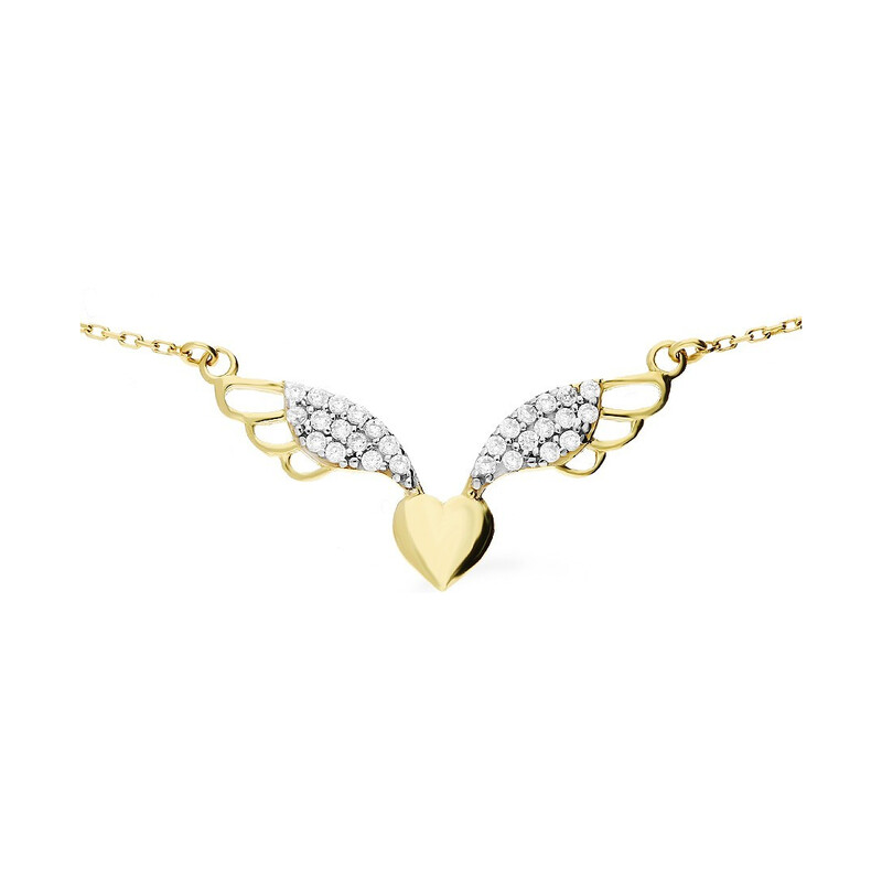 Naszyjnik złoty serce ze skrzydłami nr MZ T5-N-0218-11-CZ AU 585 Sezam - 1