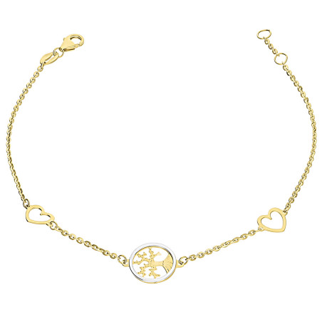 Bransoleta złota drzewko w kole i dwa serca/rolo OS 129-L135-CL próba 585