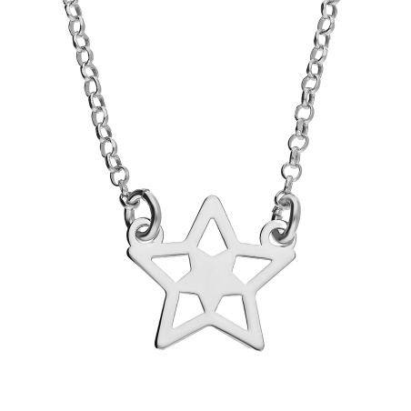 Naszyjnik srebrny gwiazdka ramka/rolo NI GIA13221 ROD próba 925
