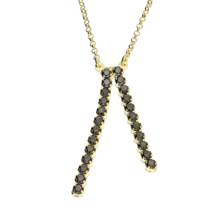 Naszyjnik pozłacany dwa rzędy czarnych cyrkonii/krawatówka NI GIA13415N GOLD próba 925