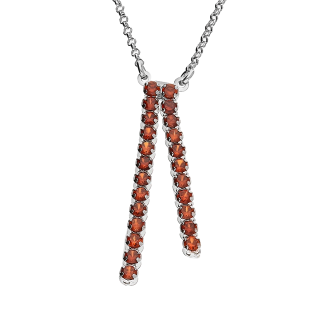 Naszyjnik srebrny dwa rzędy pomarańczowych cyrkonii/krawatówka NI GIA13415R ROD próba 925