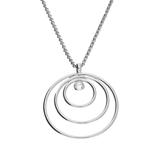 Naszyjnik srebrny trzy duże koła ramki z cyrkonią/rolo NI GIA13742 ROD próba 925