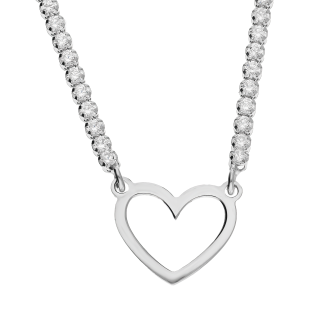 Srebrny Naszyjnik Serce z Cyrkoniami pr. 925 - JubilerSezam.pl